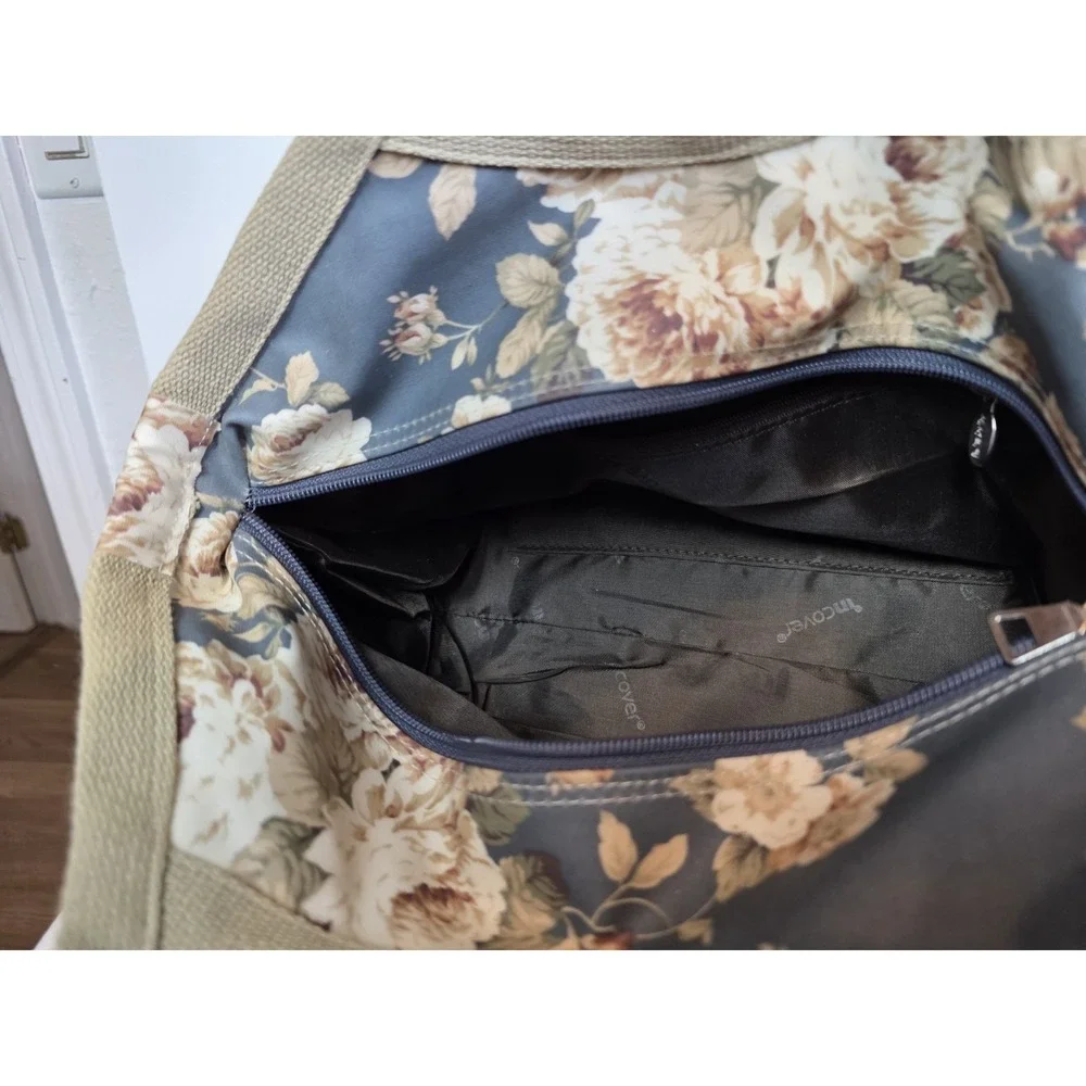 Bossace Shoulder Bag Floral Blue And Tan Medium Korean Design
